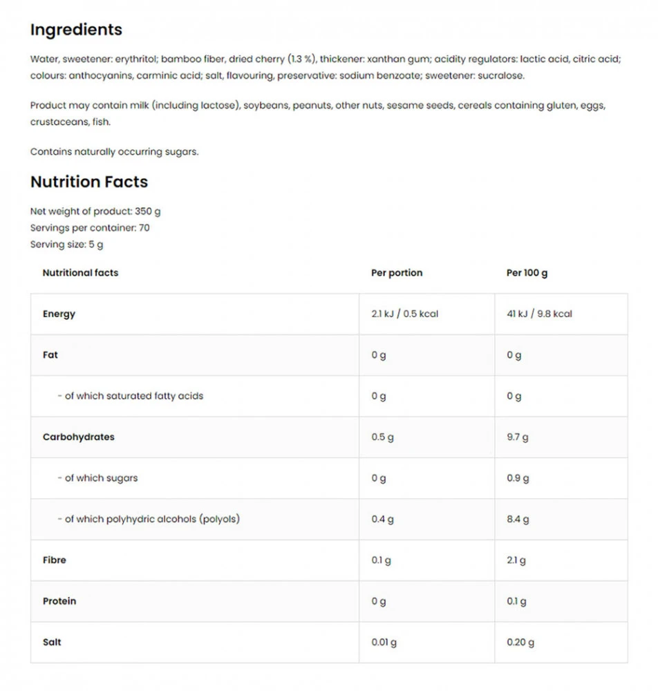 OstroVit - Omáčka s příchutí třešně (350 g) - Obrázek 2