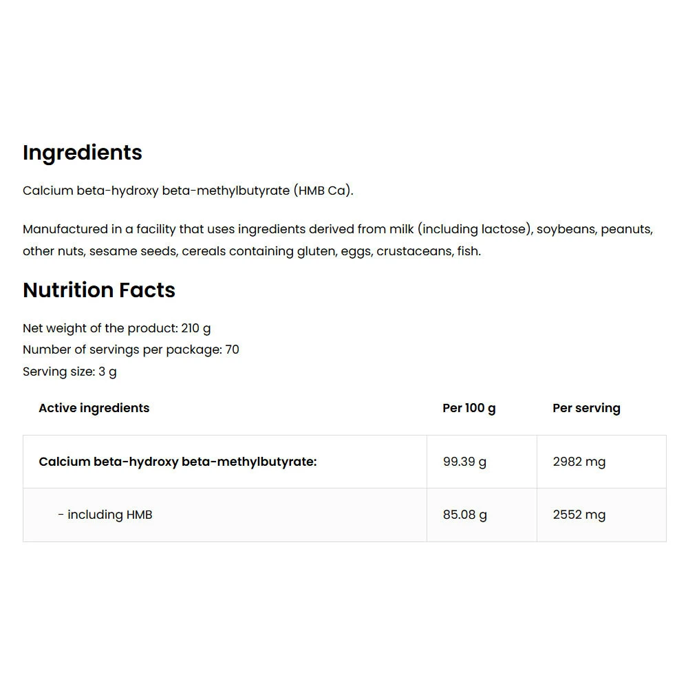 OstroVit - OstroVit HMB Supreme Pure (210 g) - Obrázek 2
