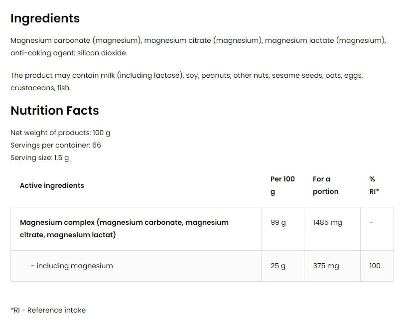 OstroVit - Trojitý hořčík 100 g (100 g) - Obrázek 2