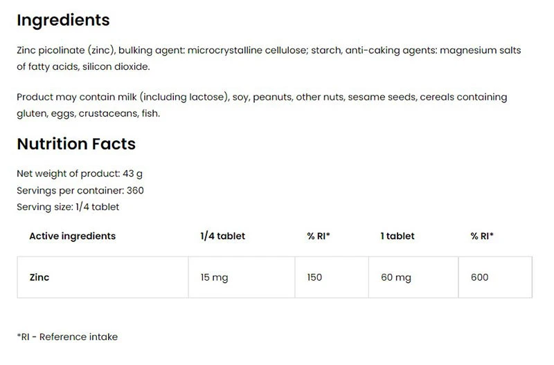 OstroVit - OstroVit Zinek 60 mg (90 tablet) - Obrázek 2