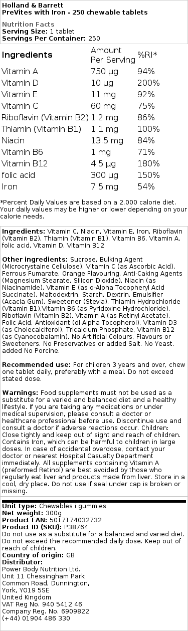 PreVites s železem - 250 žvýkacích tablet - Obrázek 2