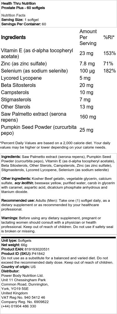 Prostata Plus - 60 měkkých kapslí - Obrázek 2