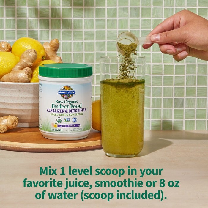 Rå organická perfektní potravina alkalizující a detoxikační, citron zázvor - 282 gramů šťavnatého zeleného superpotraviny - Obrázek 3