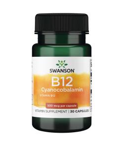 Swanson Vitamin B12 Cyanocobalamin 500mcg 30 capsules