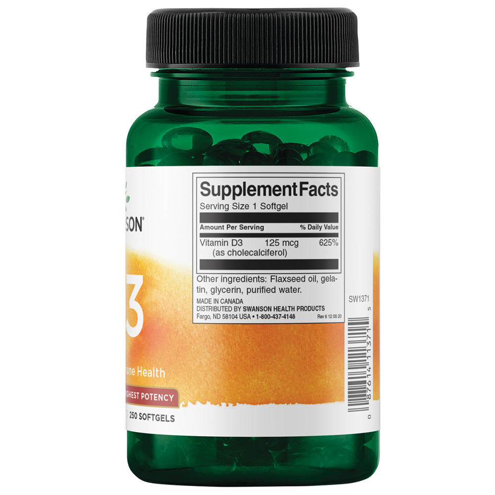Swanson Vitamin D3 250 Softgely - Obrázek 5