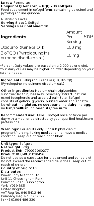 Ubikinol QH-absorb + PQQ - 60 měkkých kapslí - Obrázek 2