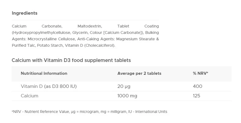 Vitabiotics Ultra vápník a vitamin D (30 tablet) - Obrázek 2