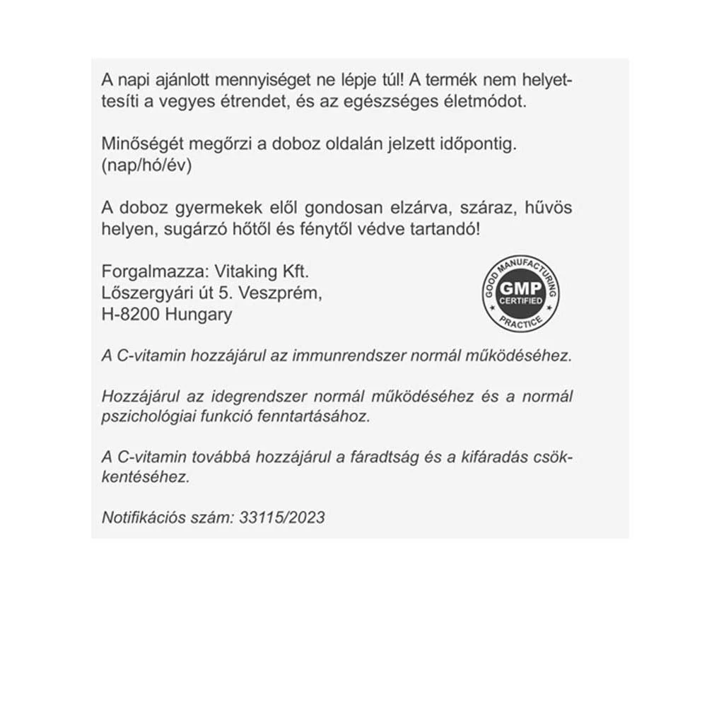 Vitaking - Okamžitý vrcholný prášek s vitamínem C (400 g, citron) - Obrázek 3