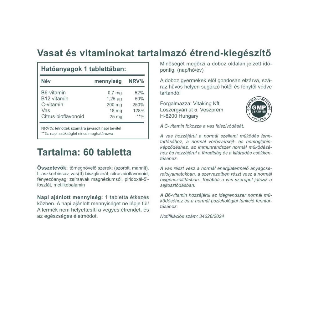 Vitaking - Vitaking Železo Komplex (60 tablet) - Obrázek 2