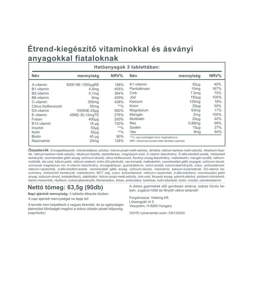 Vitaking - Mega vitamín pro teenagery (90 tablet) - Obrázek 2