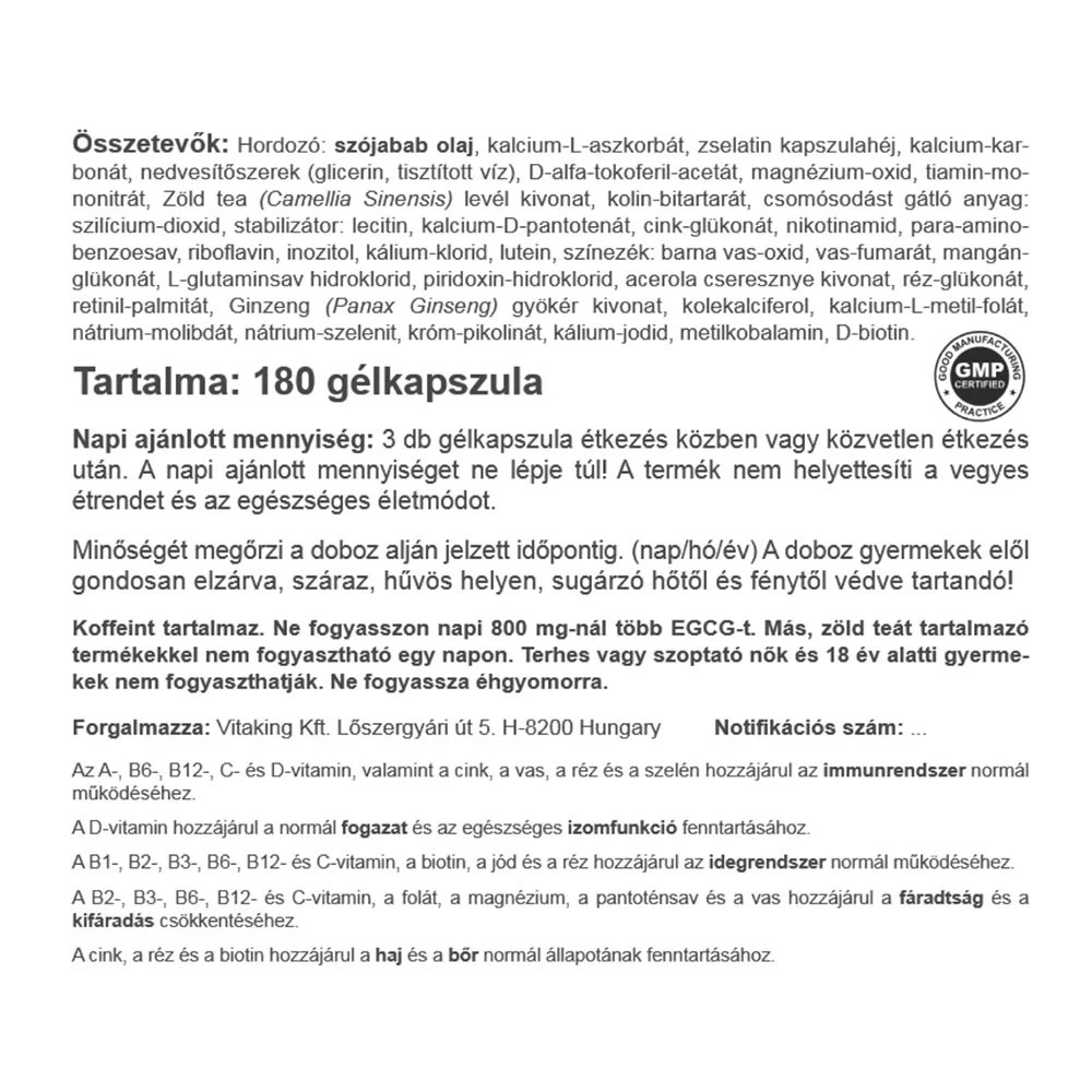 Vitaking - Vitaking Multi Liquid Plus Multivitamin (180 měkkých kapslí) - Obrázek 2