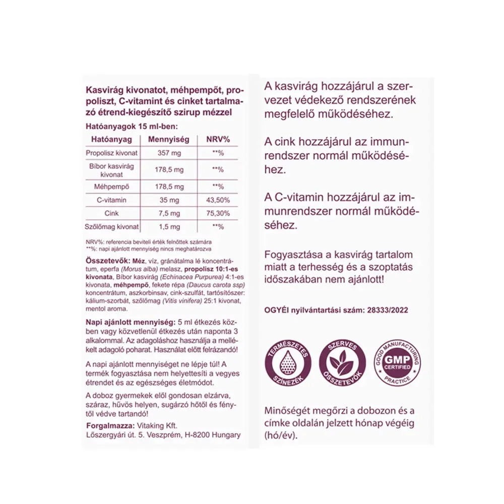 Vitaking - Nealkoholický propolisový sirup s mateří kašičkou (100 ml) - Obrázek 2