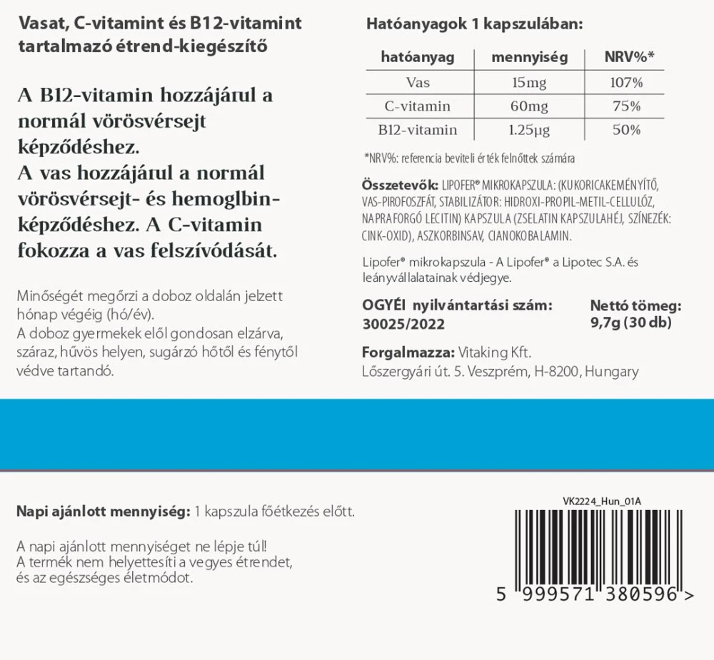 Vitaking - Vitafer (30 kapslí) - Obrázek 2