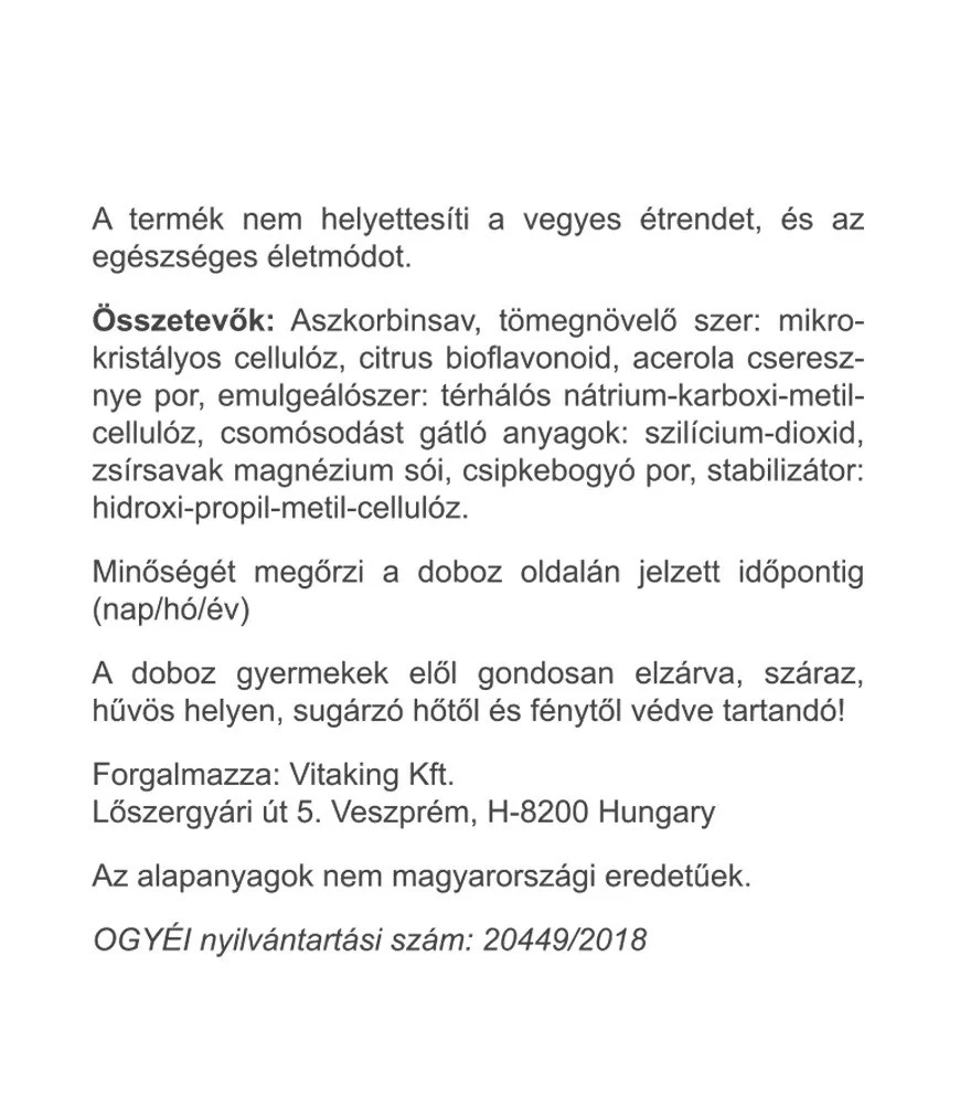 Vitaking - Vitamín C 1000 mg s 50 mg citrusových bioflavonoidů a acerolou (200 tablet) - Obrázek 3