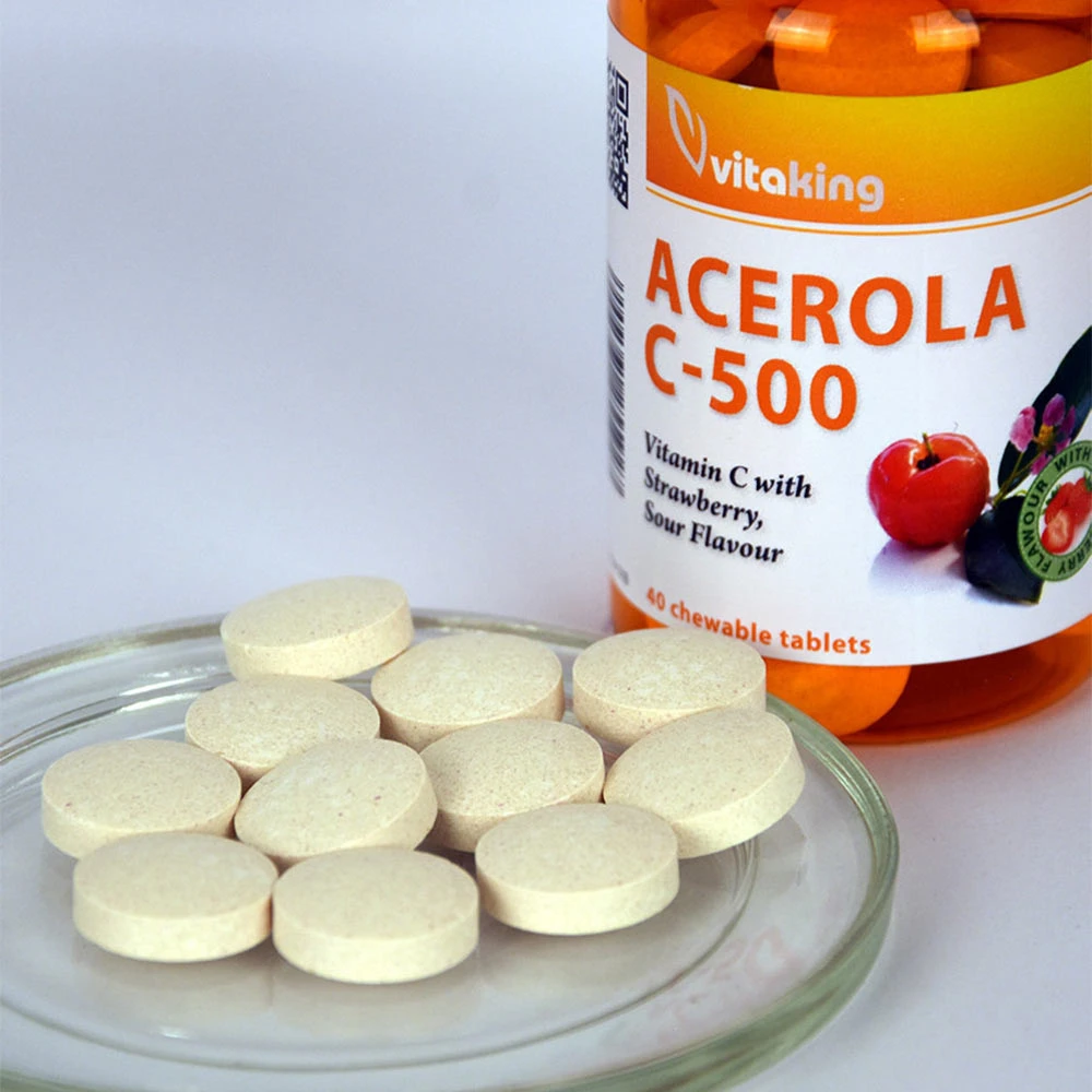 Vitaking - Vitaking Vitamin C-500 s acerolou a malinou (40 žvýkacích tablet, sáček s příchutí jahody) - Obrázek 3