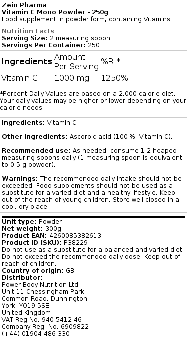Vitamin C v prášku - 250g - Obrázek 2