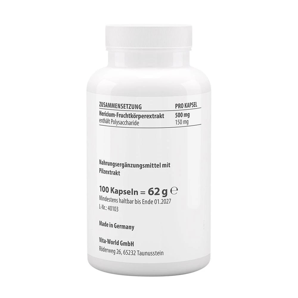 Vitaworld - Extrakt z Hericium 500 mg (100 kapslí) - Obrázek 2