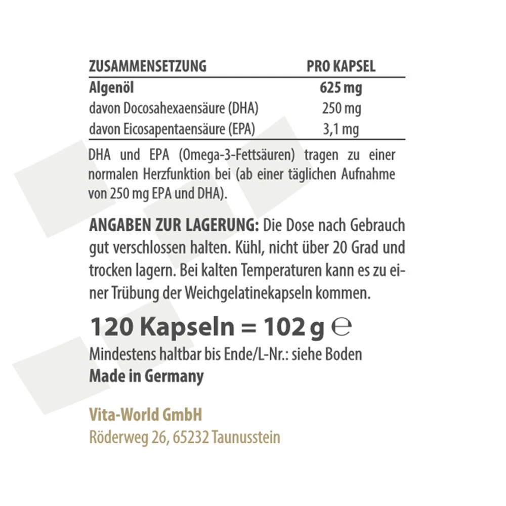 Vitaworld - Vitaworld Omega 3 Vegan (120 kapslí) - Obrázek 2
