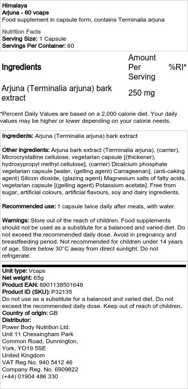 Arjuna - 60 kapslí s rostlinným obalem - Obrázek 2