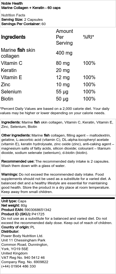 Mořský kolagen + keratin - 60 kapslí - Obrázek 2