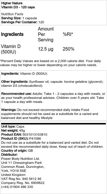 Vitamín D3 - 120 kapslí - Obrázek 2