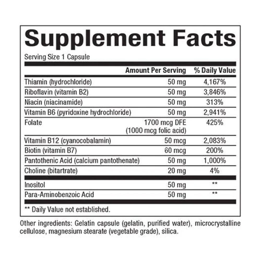 Natural Factors - Vysoká potence komplexu B (60 kapslí) - Obrázek 2