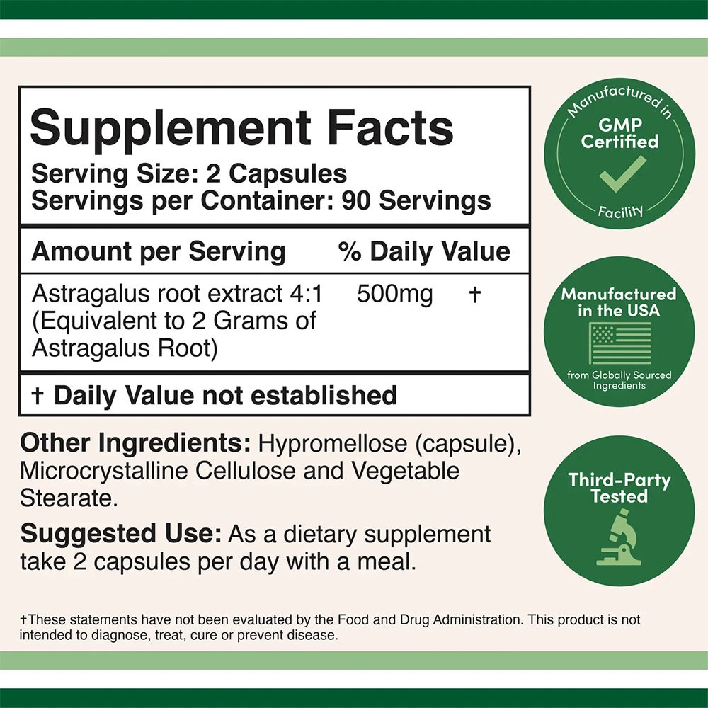 Double Wood Supplements Astragalus 180 Kapsle - Obrázek 2