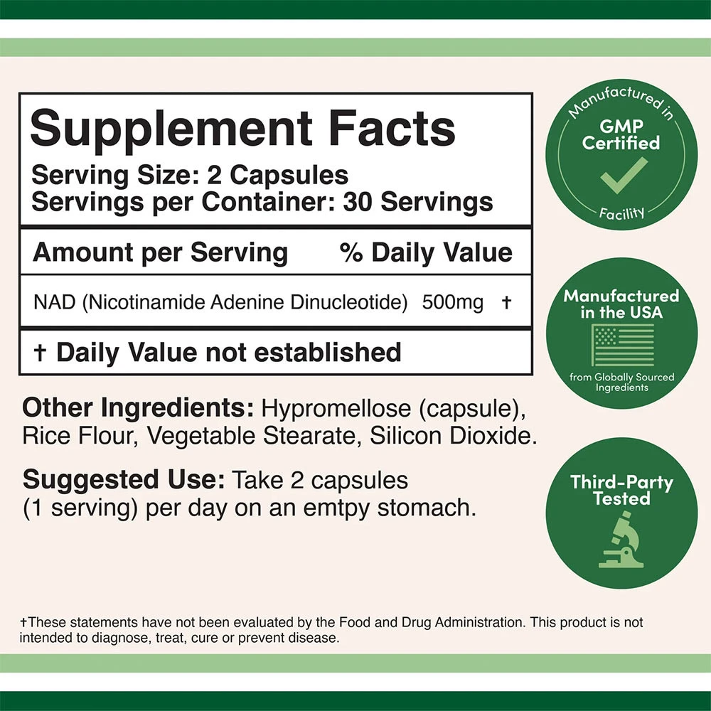 Double Wood Supplements NAD+ 60 Kapsle - Obrázek 2