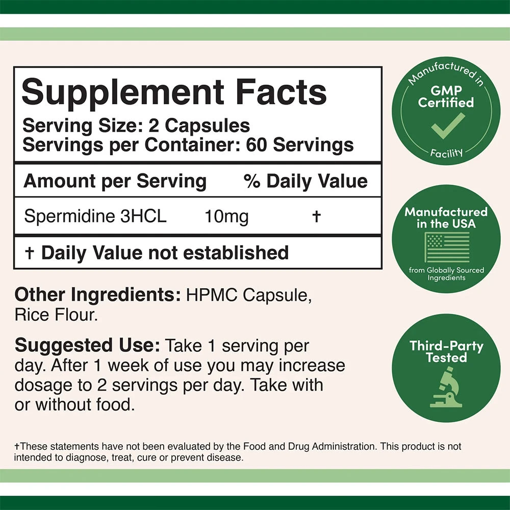 Double Wood Supplements Spermidine 120 Kapsle - Obrázek 2