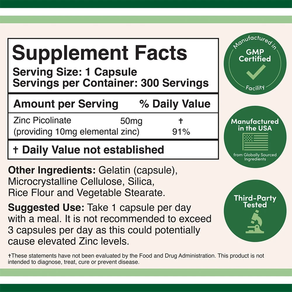 Double Wood Supplements Zinc Picolinate 300 Kapsle - Obrázek 2