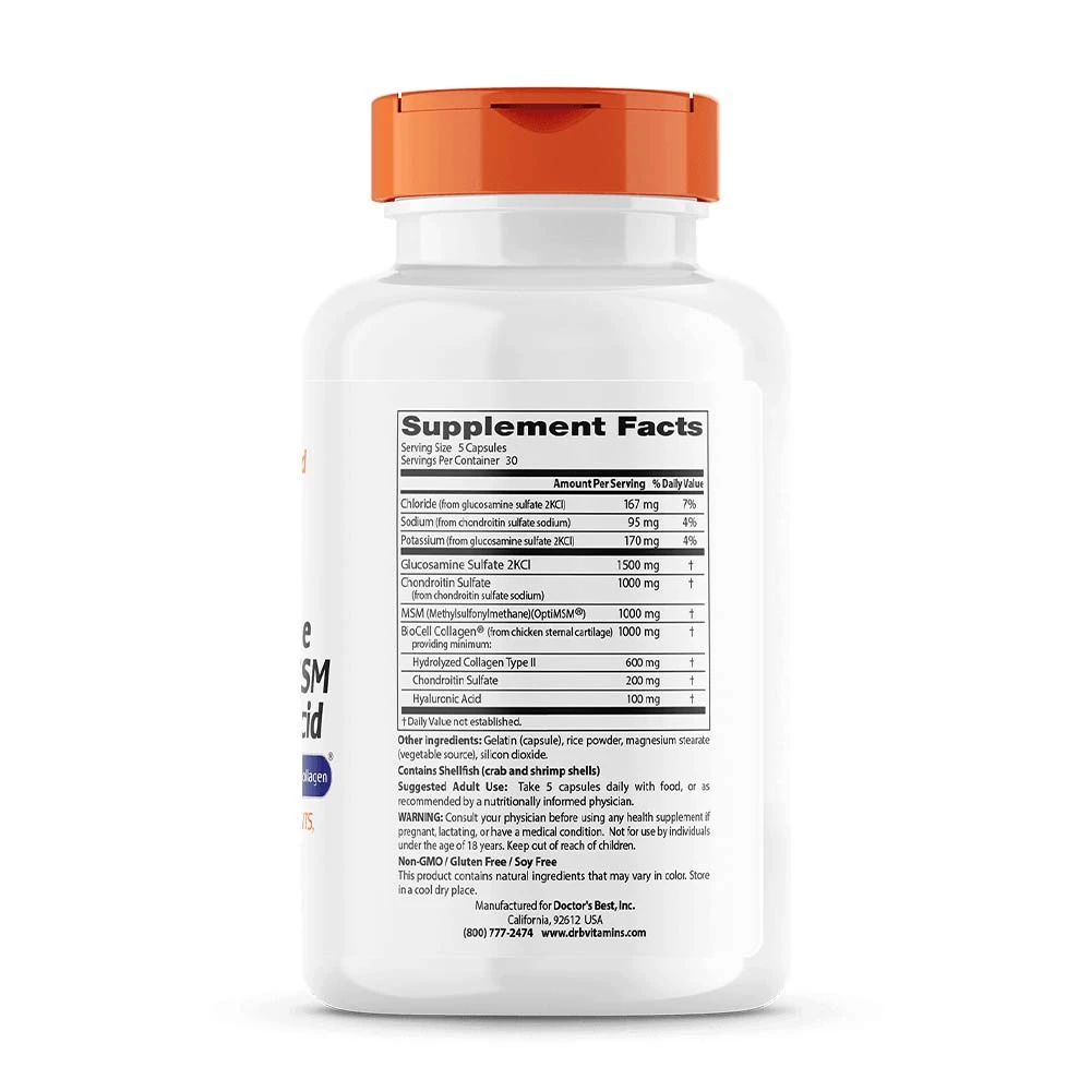 Doctor's Best Glucosamine Chondroitin MSM + Hyaluronic Acid 150 Kapsle - Obrázek 2