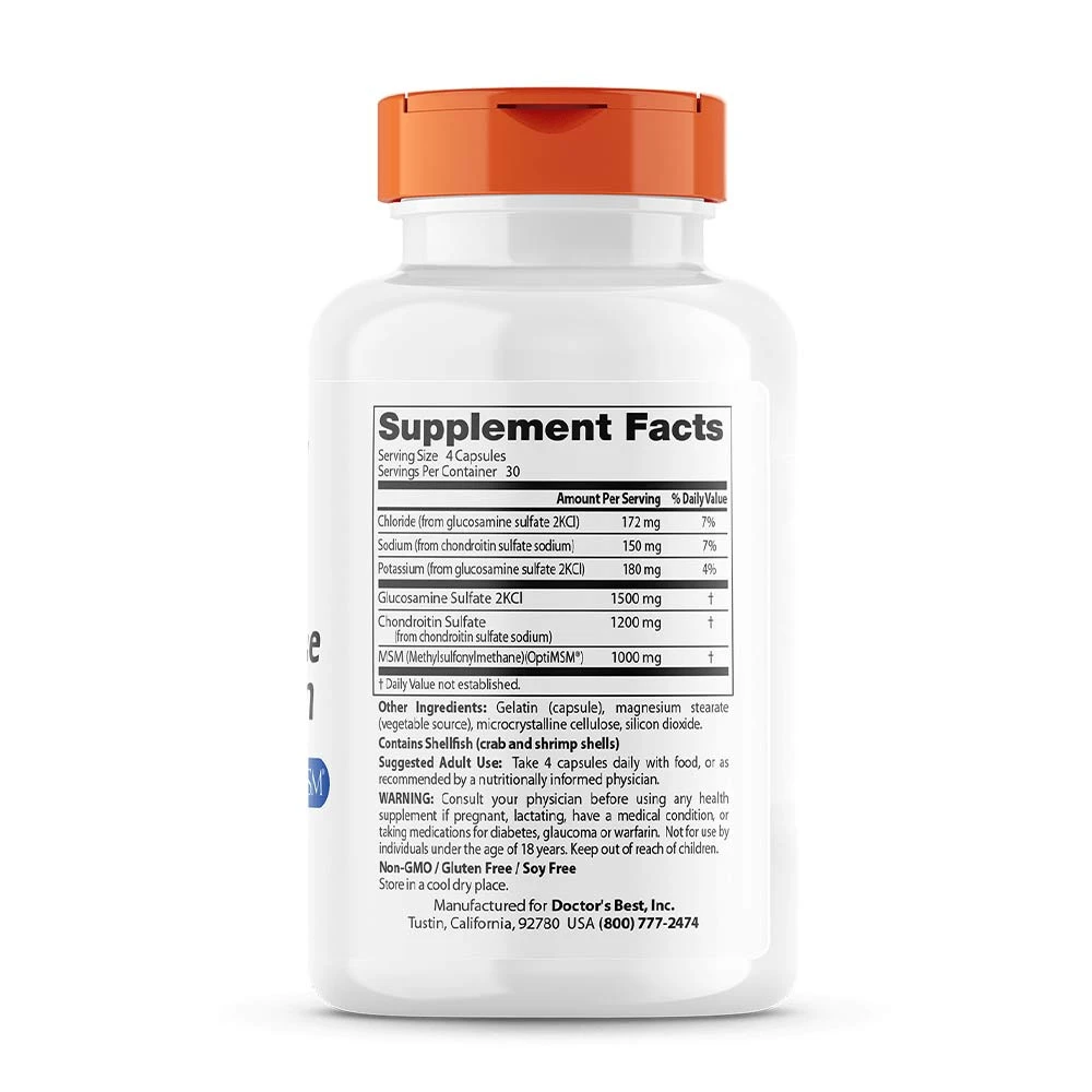 Doctor's Best Glucosamine Chondroitin MSM with OptiMSM 120 Kapsle - Obrázek 2