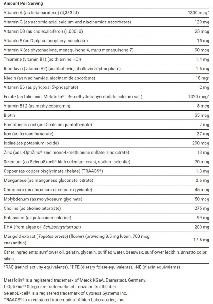 Life Extension Prenatal Advantage 120 Softgelů - Obrázek 2