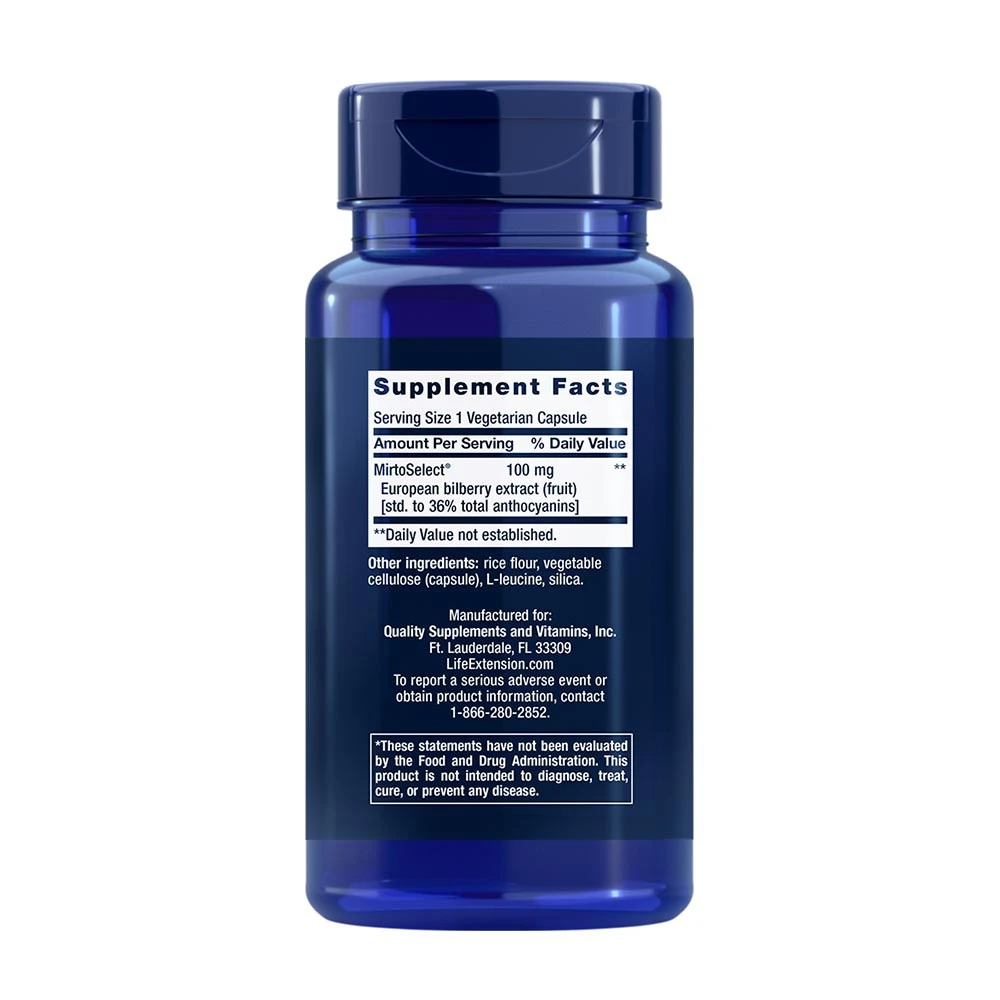 Life Extension Standardized European Bilberry Extrakt 90 Kapsle - Obrázek 2