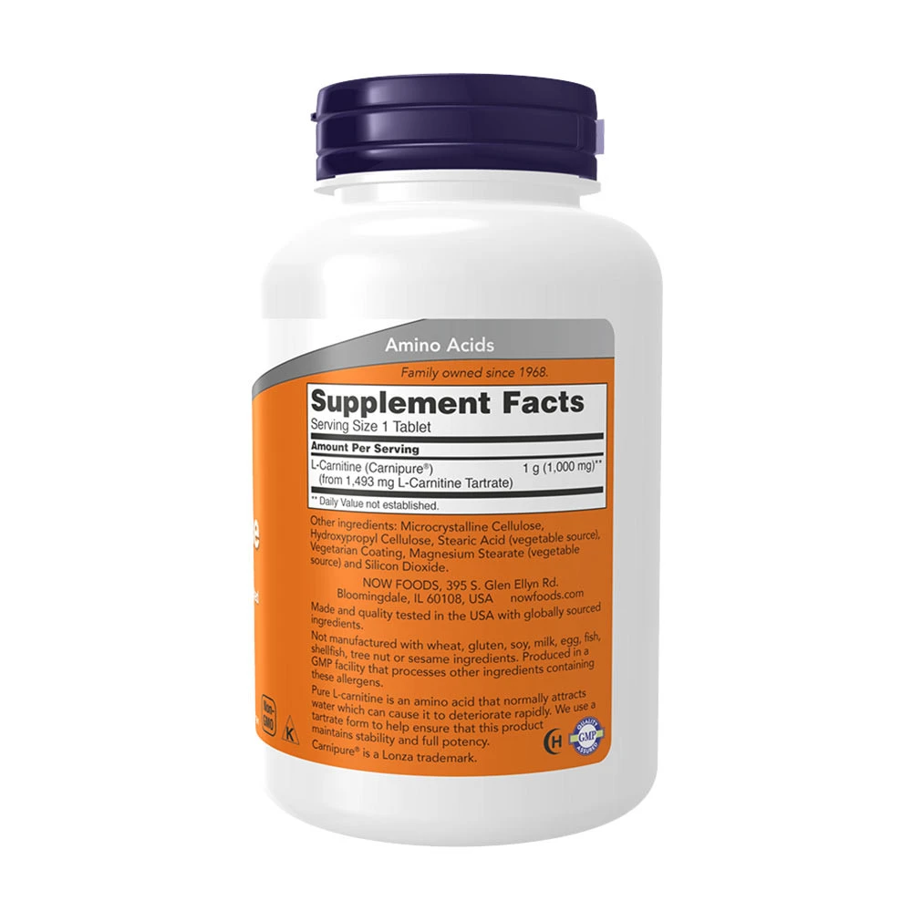 NOW L-Carnitine 1000 mg 100 Tablet - Obrázek 2