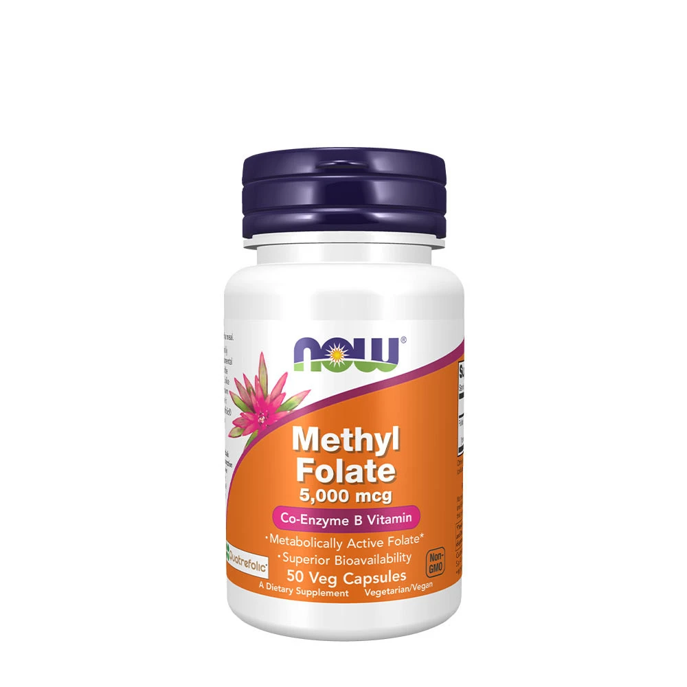 NOW Methyl Folate 5000 mcg (50 Veg Capsules) - Eco Supplements CZ