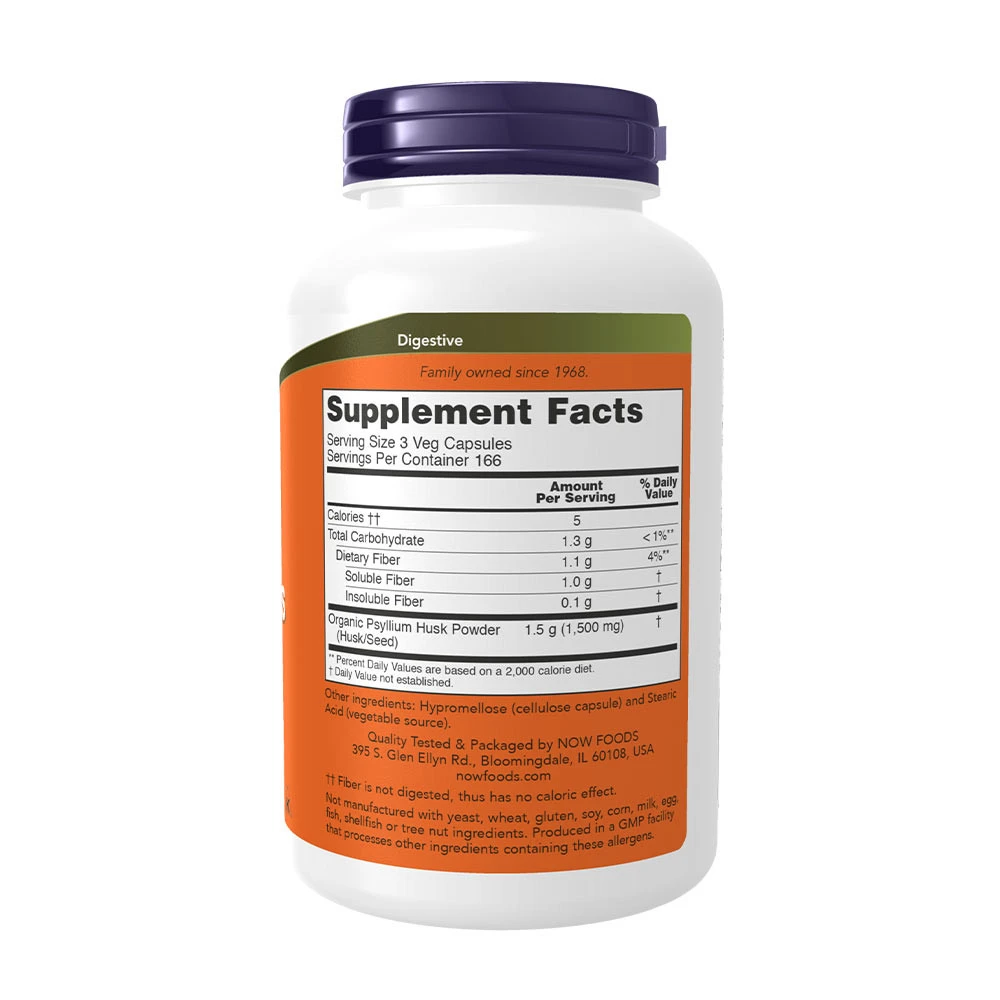 NOW Foods Psyllium Husk 500 mg 500 Kapsle - Obrázek 2