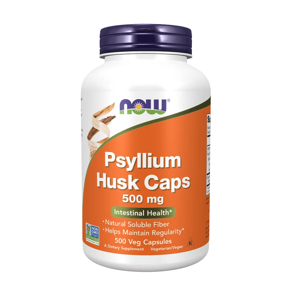 NOW Psyllium Husk 500 mg (500 Veg Capsules) - Eco Supplements CZ