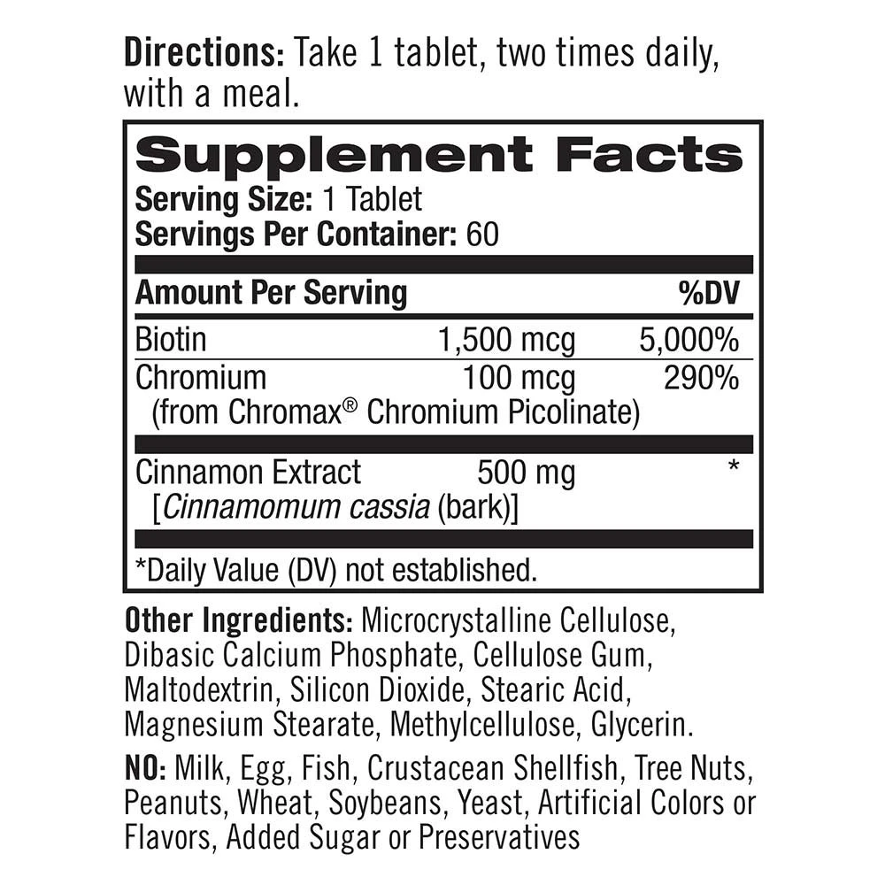 Chromium & Biotin (60 Tablets) - Eco Supplements CZ