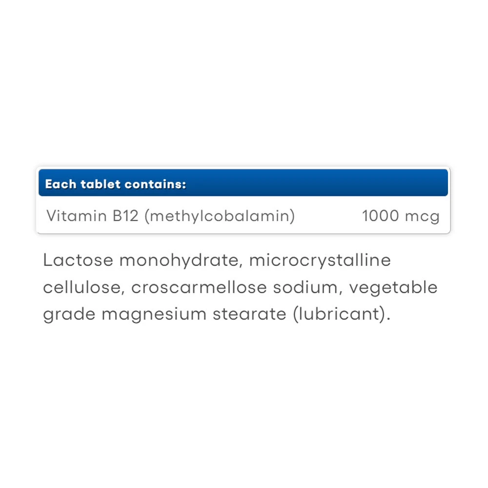Natural Factors B12 Methylcobalamin 1000 mcg 90 Tablet - Obrázek 2