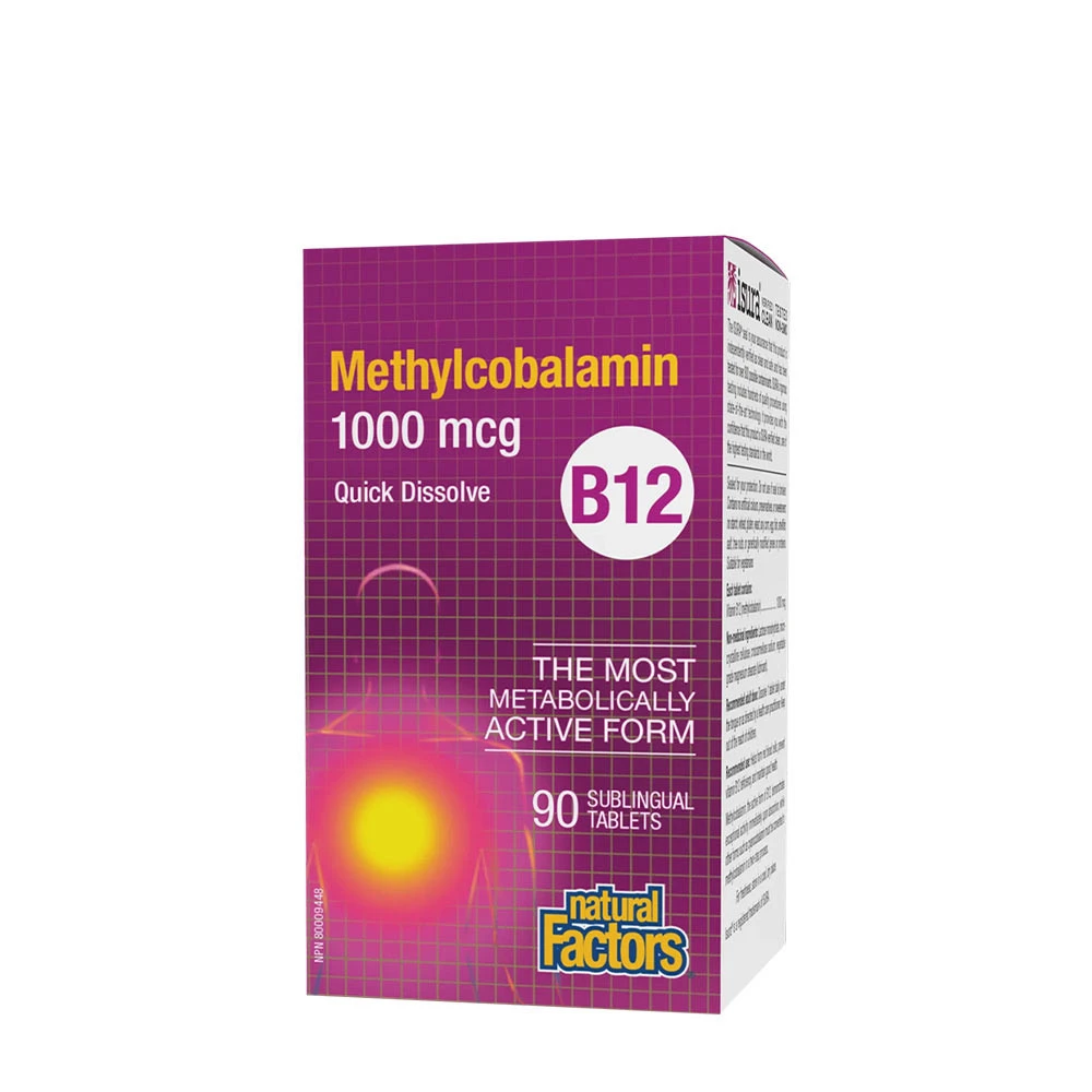 Natural Factors B12 Methylcobalamin 1000 mcg (90 Tablets) - Eco Supplements CZ