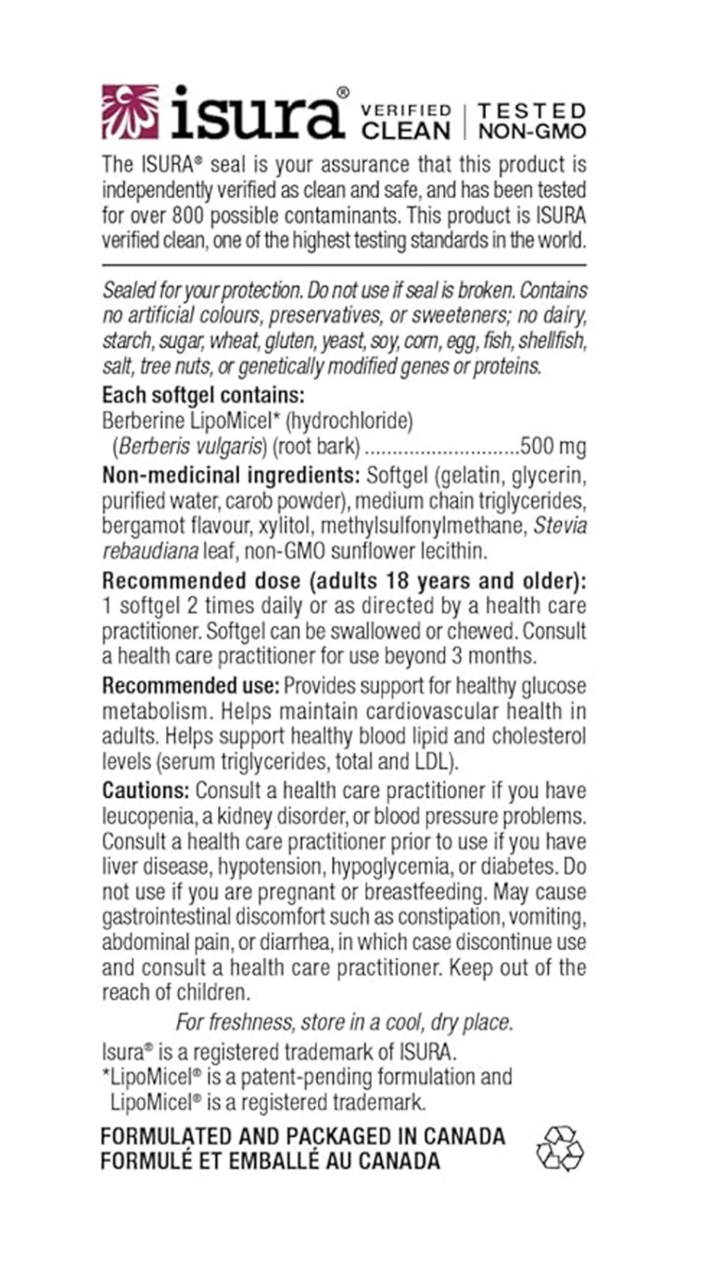 Natural Factors Berberine LipoMicel Matrix 60 Softgelů - Obrázek 2