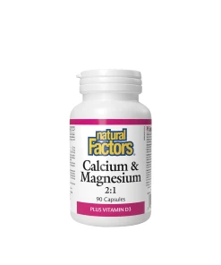 Natural Factors Calcium & Magnesium 2:1 Plus Vitamin D3 (90 Capsules) - Eco Supplements CZ