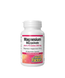 Natural Factors Magnesium Bisglycinate 100 plus L-Theanine 250 mg (90 Capsules) - Eco Supplements CZ