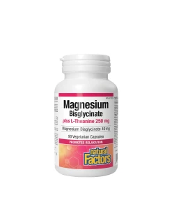 Natural Factors Magnesium Bisglycinate 100 plus L-Theanine 250 mg (90 Capsules) - Eco Supplements CZ