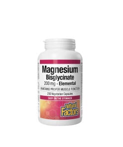 Natural Factors Magnesium Bisglycinate Pure 200 mg (250 Capsules) - Eco Supplements CZ