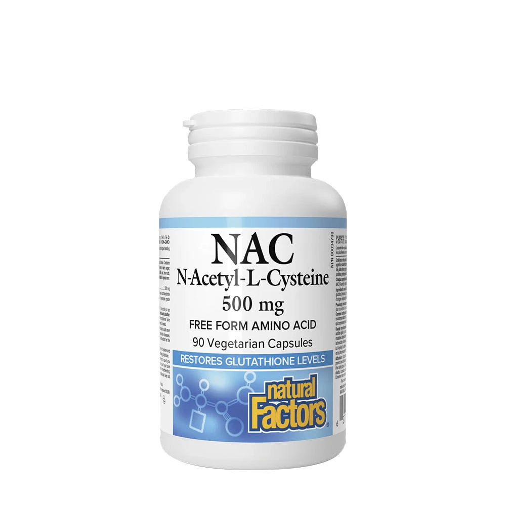 Natural Factors N-Acetyl-L-Cysteine Amino Acid 500 mg (90 Capsules) - Eco Supplements CZ