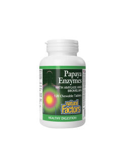 Natural Factors Papaya Enzymes with Amylase and Bromelain (120 Chewables) - Eco Supplements CZ