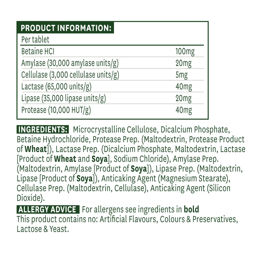 Natures Aid Digestive Enzyme Complex 60 Tablet - Obrázek 2