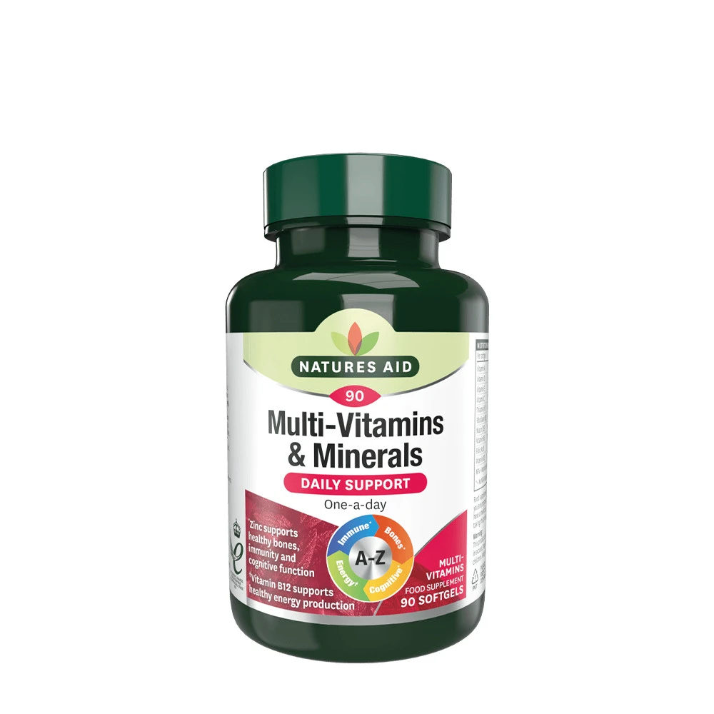 Natures Aid Multi-Vitamins & Minerals (with Iron) (90 Softgels) - Eco Supplements CZ